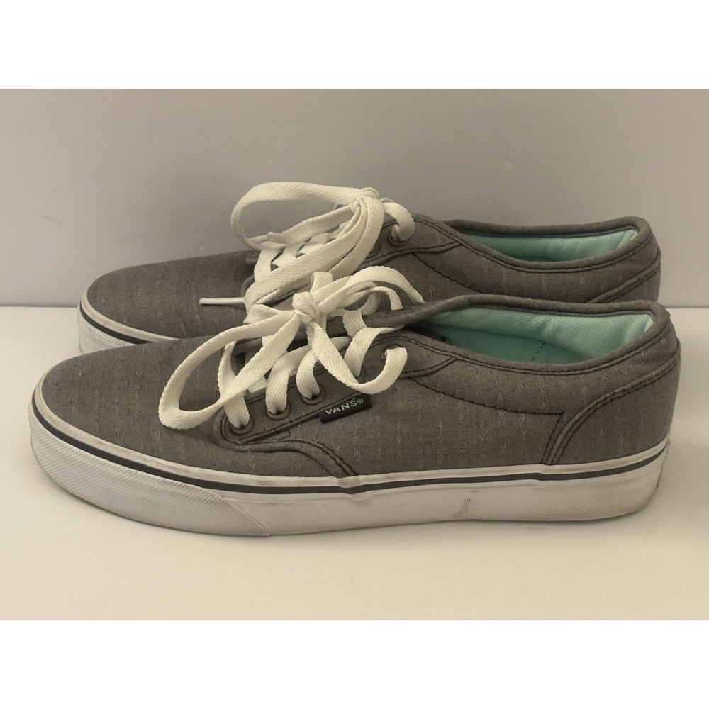 Vans Gray Canvas‎ Low Top Skate Sneakers Shoes Women's Size 6.5